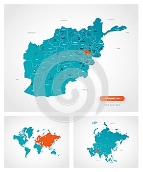 Editable template of map of Afghanistan