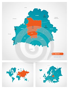 Editable template of map of Belarus