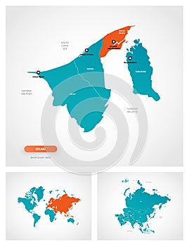 Editable template of map of Brunei