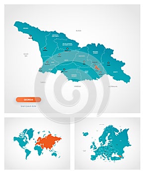 Editable template of map of Georgia