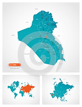 Editable template of map of Iraq