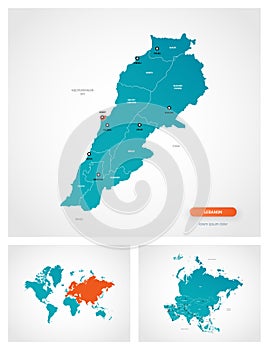 Editable template of map of Lebanon