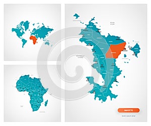 Editable template of map of Mayotte