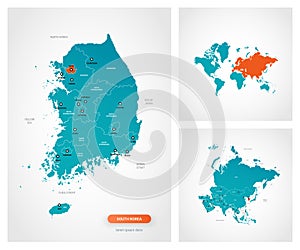 Editable template of map of South Korea