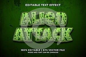 Editable text effect - Alien Attack Cartoon template style premium vector