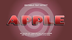 Editable Text Effect Apple 3D Vector Template