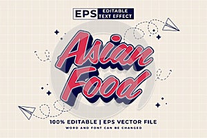 Editable text effect asian food 3d Cartoon cute style premium vector