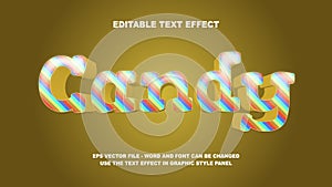 Editable Text Effect Candy 3D Vector Template