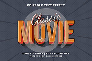 Editable text effect - Classic Movie Retro template style premium vector