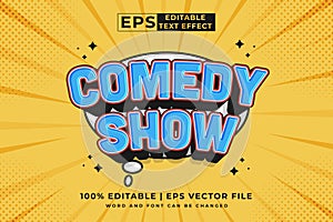 Editable text effect comedy show comic 3d cartoon style premium vector