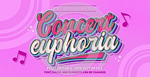 Editable Text Effect with Concert Euphoria Theme. Premium Graphic Vector Template