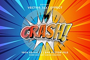 Editable text effect Crash 3d Cartoon Comic style premium vector