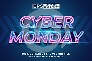 Editable text effect Cyber Monday 3d cartoon template style premium vector