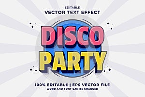 Editable text effect Disco Party 3d Vintage template style premium vector