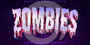 Zombie halloween text effect, editable horror and scary text style