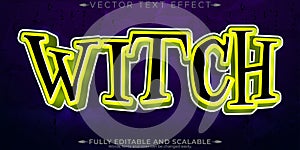 Witch cartoon text effect, editable magic and halloween text style