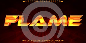 Editable text effect flame, 3d lava and volcano font style