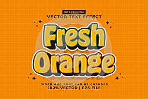Editable text effect Fresh Orange 3d Cartoon template style premium vector