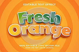 Editable text effect - Fresh Orange 3d template style premium vector