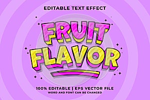 Editable text effect Fruit Flavor 3d Traditional Cartoon template style premium vector