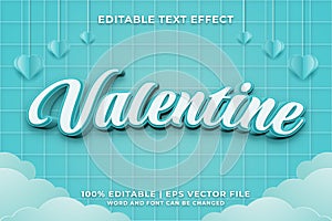 Editable text effect - Happy Valentine\'s Day 3d template style premium vector