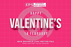 Editable text effect - Happy Valentine\'s Day 3d template style premium vector