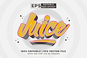 Editable text effect juice 3d Cartoon cute style premium vector
