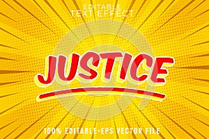 Editable text effect justice with super comic style