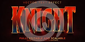 Editable text effect knight, 3d warrior and gaming font style