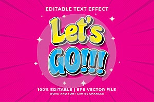 Editable text effect - Let's Go Cartoon template style premium vector