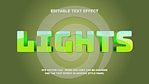 Editable Text Effect Lights 3D Vector Template