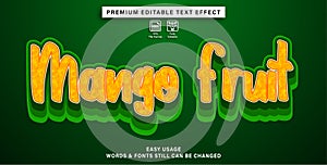 Editable text effect mango fruit