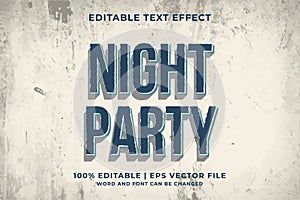 Editable text effect - Night Party template retro style premium vector