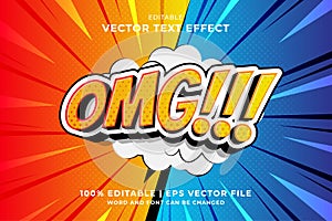 Editable text effect Omg 3d Cartoon Comic style premium vector