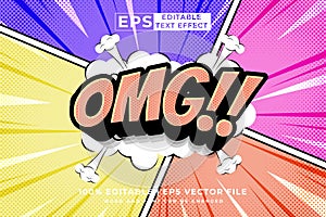 Editable text effect OMG 3d Cartoon Comic style premium vector