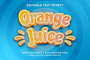 Editable text effect - Orange Juice 3d template style premium vector