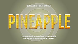Editable Text Effect Pineapple 3D Vector Template