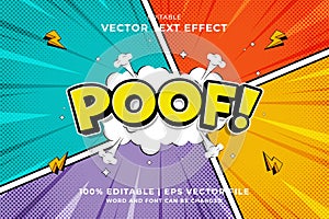 Editable text effect Poof 3d Cartoon Comic style premium vector