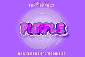 Editable text effect purple cartoon style