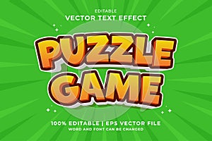 Editable text effect - Puzzle Game 3d cartoon template style premium vector