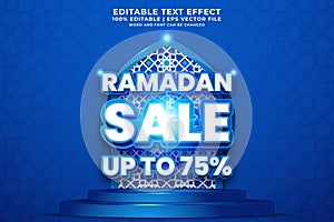 Editable text effect - Ramadan Sale 3d template style premium vector