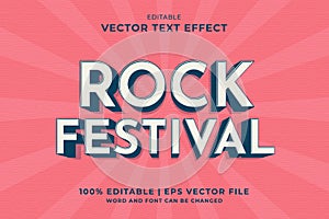 Editable text effect Rock Festival 3d Vintage template style premium vector