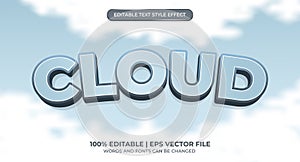 Editable text effect sky and cloud style