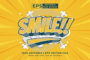 Editable text effect smile 3d Cartoon Comic style premium vector