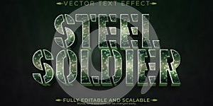 Editable text effect soldier, 3d army and camo font style