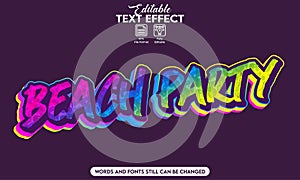 Editable text effect style beach party