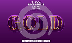 Editable text effect style purple gold