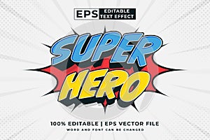 Editable text effect Super Hero Comic 3d cartoon template style premium vector