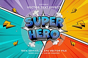 Editable text effect Super Hero 3d Cartoon Comic style premium vector