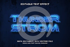 Editable text effect - Thunder Storm template style premium vector